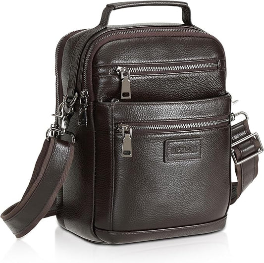 Polare Italian Full Grain Leather Messenger Bag Vintage Chest Shoulder Crossbody Bag Casual Sling Business Handbag for Men