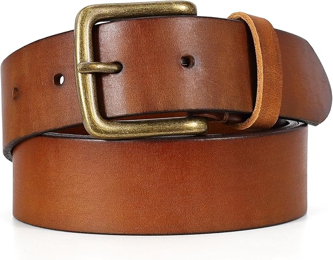 Men's Leather Belt Full Grain Leather Belts for Men Handmade Real Solid Top-Grain Leather Heavy-Duty Work Belt Gifts