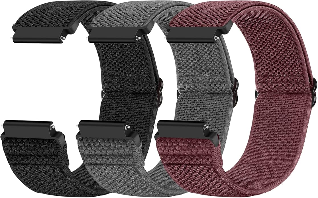 Compatible with 16mm 18mm 19mm 20mm 22mm 24mm Watch Bands Quick Release Replacement Wristband,Adjustable Stretchy Nylon Solo Loop Straps Fabric Braided Sport Elastic Bands for Men Women
