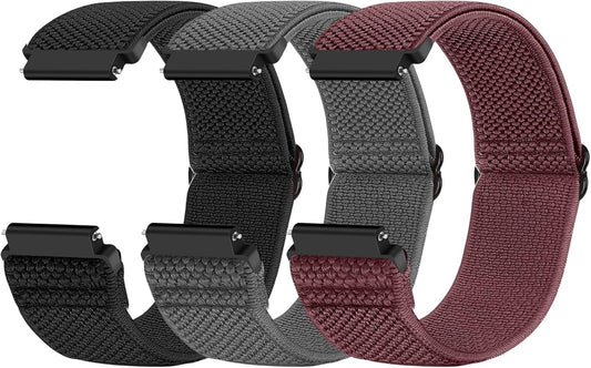 Compatible with 16mm 18mm 19mm 20mm 22mm 24mm Watch Bands Quick Release Replacement Wristband,Adjustable Stretchy Nylon Solo Loop Straps Fabric Braided Sport Elastic Bands for Men Women