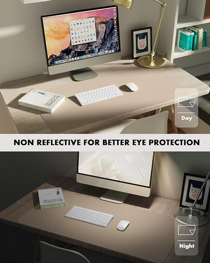 YSAGi Double-Sided Desk Pad, 23.6"x13.7" Leather Desk Mat, Eco Cork Desk Pad Protector, Large Mouse Pad for Desk, Waterproof Desk Blotter Pad, Desk Writing Pad for Office Work/Home(Beige/Cork)
