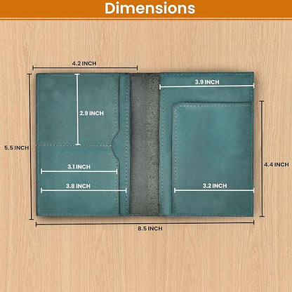 LEATHER VILLAGE Leather Passport Holder Cover – Travel Wallet with Card Slots, Vintage Passport Case for Men & Women – Cute Organizer for Travel Accessories & Documents - Turquoise