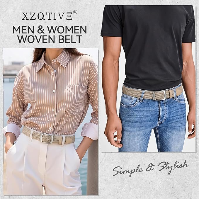XZQTIVE Braided Belt Stretch Belt for Men and Women Multicolored Woven Golf Belt Elastic Jean Belts