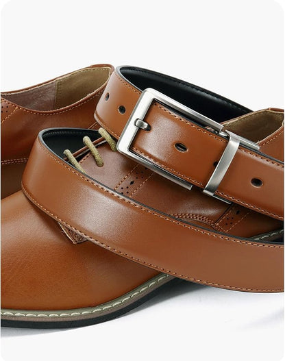 CHAOREN Reversible Mens Belt 1 Piece – Leather Belt Men for Dress Pants - Single Belt, 2 Colors
