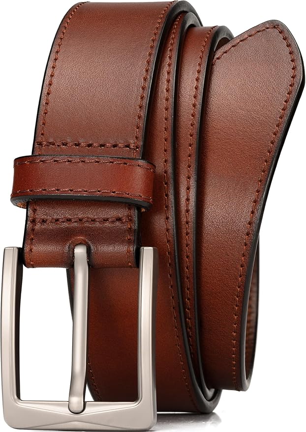 WOLFANT Men's 35mm Dress Casual Belt,100% Italian Full Grain Real Solid Leather