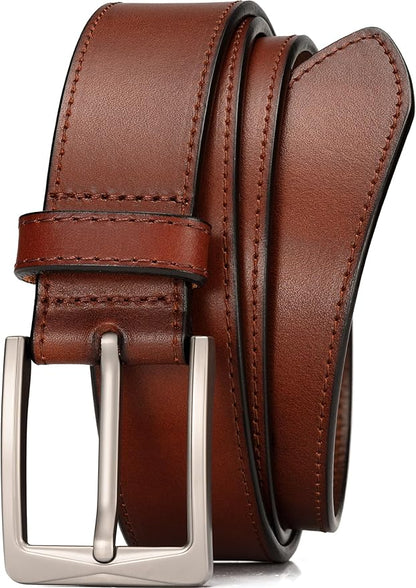 WOLFANT Men's 35mm Dress Casual Belt,100% Italian Full Grain Real Solid Leather