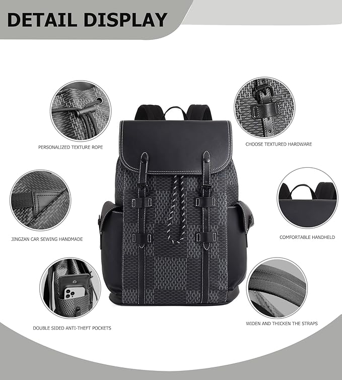 KingTo Laptop Backpack for Men Luxury Anti-Theft Travel Backpack Casual Business Waterproofing Computer Bag (B-Gray)