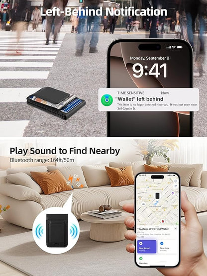 TopMade for MagSafe Wallet with Money Clip, Works with Apple Find My, Strongest Magnetic Wallet for iPhone 17/16/15/14/13/12 Series, for iPhone Wallet Stand with Finder Tracker, 8 Cards Holder, Black