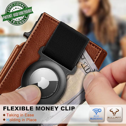 BULLIANT Men Wallet Gift Boxed,Slim Front Pocket Wallet Money Clip Card Holder 3.8"x2.7",Pop-up Access