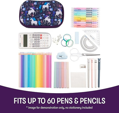ZIPIT Unicorn Pencil Case for Girls, Cute Pencil Box for School, Large Capacity Stationery Organizer Box ,Blue