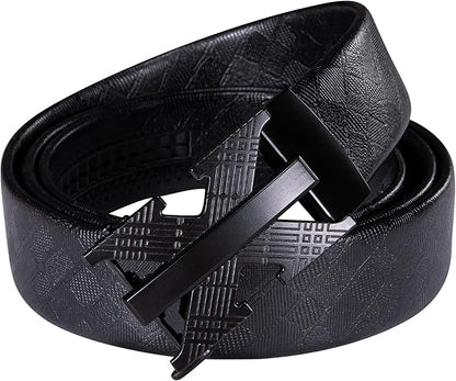 Dubulle Designer Mens Belts, Sliding Automatic Buckle Ratchet Dress Belt TOP Genuine Leather Strap Gifts