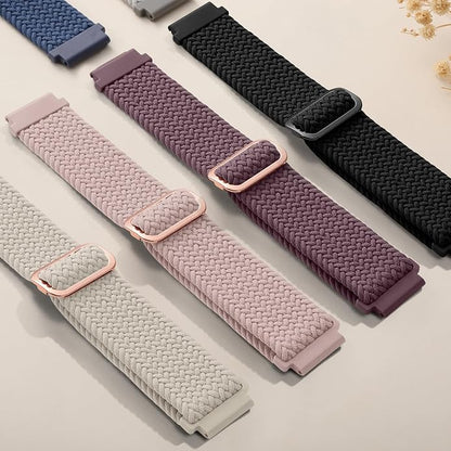SNBLK 3 Pack 18mm 20mm 22mm Braided Watch Band Compatible with Garmin Vivoactive 5 Watch Bands/Vivoactive 6/3/4s, Quick Release Adjustable Elastic Nylon Loop Strap for Venu 3S/2S/Venu 3/2 Women Men