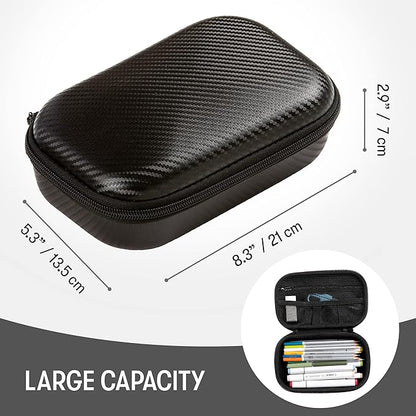 ZIPIT Black Carbon Pencil Case, EVA Pencil Box, Durable Storage Organizer, School Supplies and Cable Holder