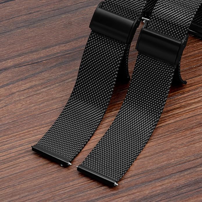 TStrap Mesh Watch Band Metal - Black Quick Release Watch Bands for Men Women - Stainless Steel Smart Watches Strap Bracelet Replacement - 10mm 12mm 14mm 16mm 18mm 20mm 22mm