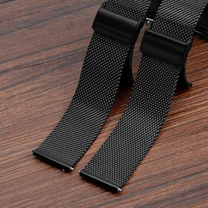 TStrap Mesh Watch Band Metal - Black Quick Release Watch Bands for Men Women - Stainless Steel Smart Watches Strap Bracelet Replacement - 10mm 12mm 14mm 16mm 18mm 20mm 22mm