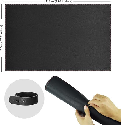 ZORESYN Leather Desk Mat 43.3 x 27.6 Inch (Black) for Office & Home - Extended Widen Mouse Pad, Waterproof Faux Leather Desk Pas with Non-Slip Base