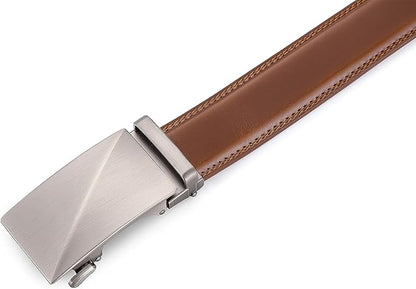 Lingli Men's Belt,Ratchet Dress Belt with Automatic Buckle Brown/Black-Trim to Fit-35mm wide