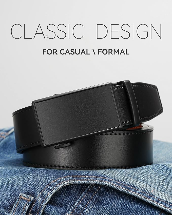MILORDE Men's Leather Ratchet Belt - 35mm - Customizable Fit