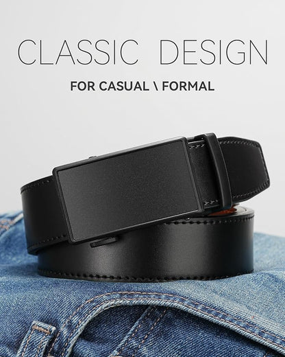 MILORDE Men's Leather Ratchet Belt - 35mm - Customizable Fit