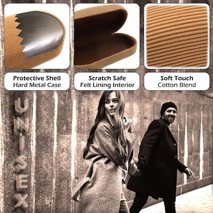 MyEyeglassCase - Large Sunglasses Case - Hard Glasses Case Holder w/Pouch & Cloth - Eyeglass Case Aviator Frames Men & Women