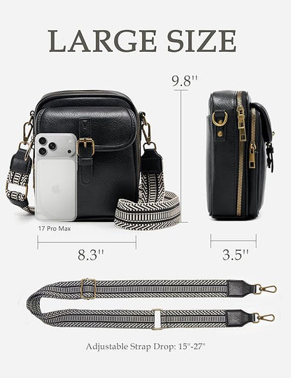 Crossbody Bag for Women Men, Vegan Leather Anti-Theft Messenger Shoulder Bag, Vintage Cross Body Purse with Card Slots