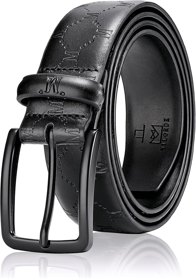 MILORDE Men's Genuine Leather Dress Belt, Handmade, 100% Cow Leather, Fashion & Classic Designs for Work Business and Casual