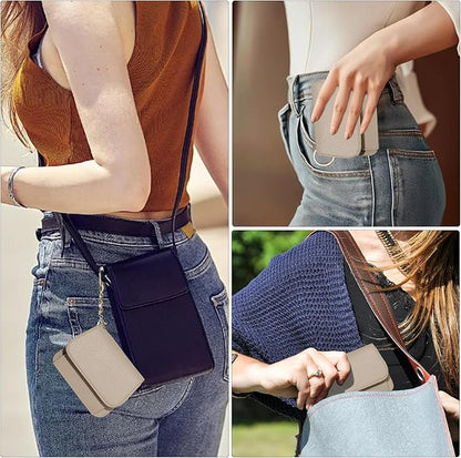 Women Small Wallet RFID Blocking Slim Wallet with Coin Pocket Tri-Fold Credit Card Holder with ID Window and Keychain (Khaki)
