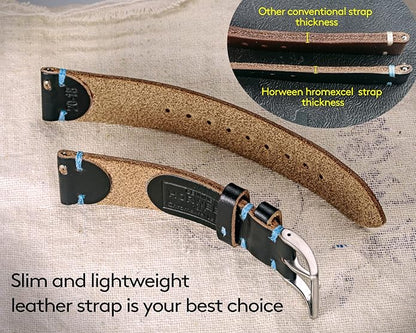 hemsut h Leather Watch Bands for Men, Horween Quick Release Leather Watch Strap Vintage Watch Replacement Wrap of 18mm, 20mm, 22mm
