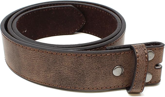 BC Belts Leather Belt Strap with Vintage Distressed Texture 1.5" Wide with Snaps and without Buckle
