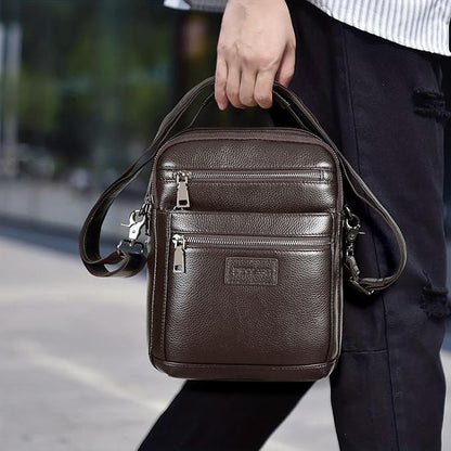 Polare Italian Full Grain Leather Messenger Bag Vintage Chest Shoulder Crossbody Bag Casual Sling Business Handbag for Men