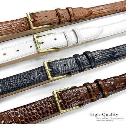 Adam Gold Men's Genuine Full-Grain Cowhide Leather Dress Belt 1-1/8"(30mm) Wide Polished Buckle