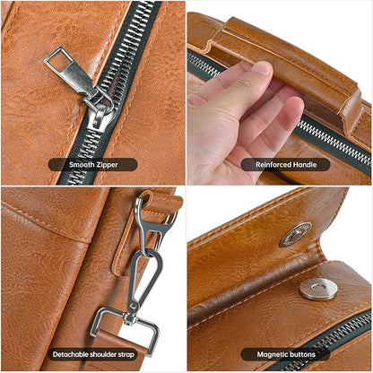12.9-13 Inch iPad Carrying Leather Bag for 2026 2025 13 inch iPad Air M4 M3 & iPad Pro M4 M5 with Magic Keyboard, iPad Pro 12.9, Travel Shoulder Sleeve Case, Brown