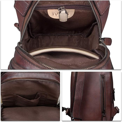 Genuine Leather Sling Bag for Men and Women Vintage Real Leather Sling Backpack Shoulder Crossbody Bags Chest Purse