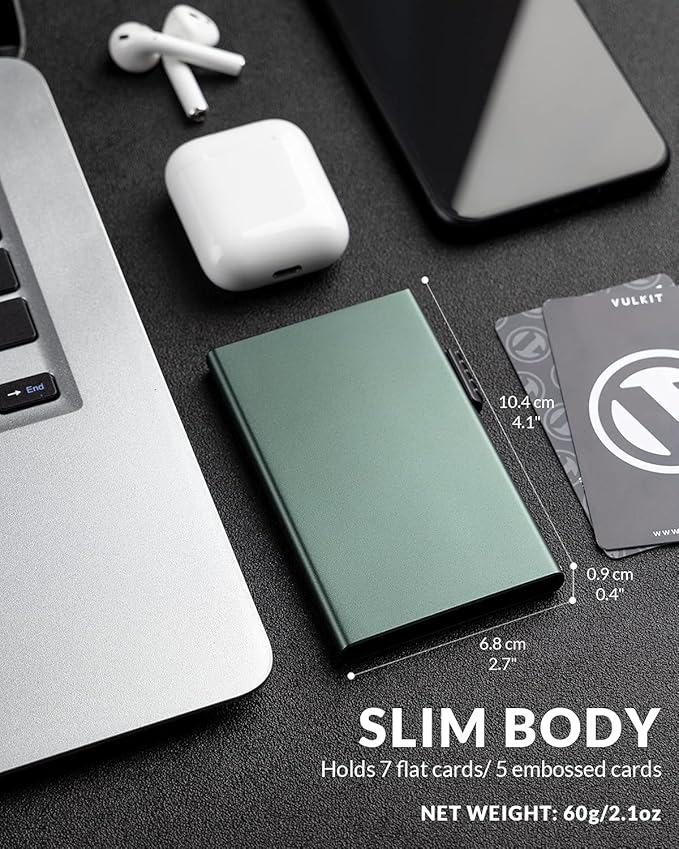 VULKIT Minimalist Credit Card Holder Pop Up Cards RFID Protection Slim Metal Wallet