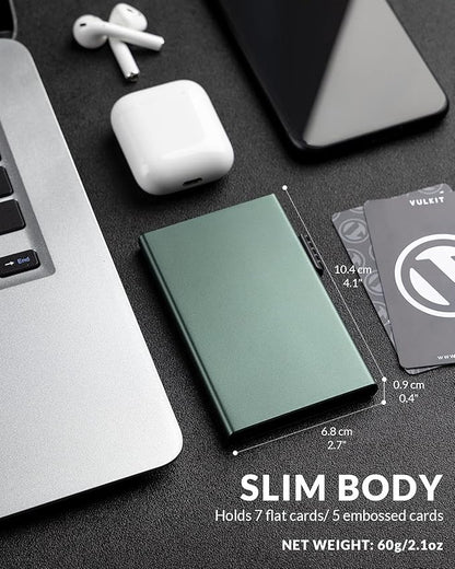 VULKIT Minimalist Credit Card Holder Pop Up Cards RFID Protection Slim Metal Wallet