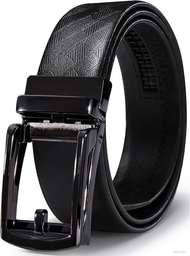Barry.Wang Mens Belts Leather Ratchet Automatic Buckle Slide Click 1 3/8" Designer Dress Fashion Classic Casual Work Business