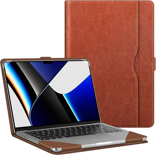 Fintie Sleeve Case for MacBook Pro 14 Inch A3427 A3426 A3434 A3401 A3185 A3112 A2992 A2918 A2779 A2442 (2026-2021), PU Leather Folio Cover for MacBook Pro 14" M5/M4/M3/M2/M1, Brown