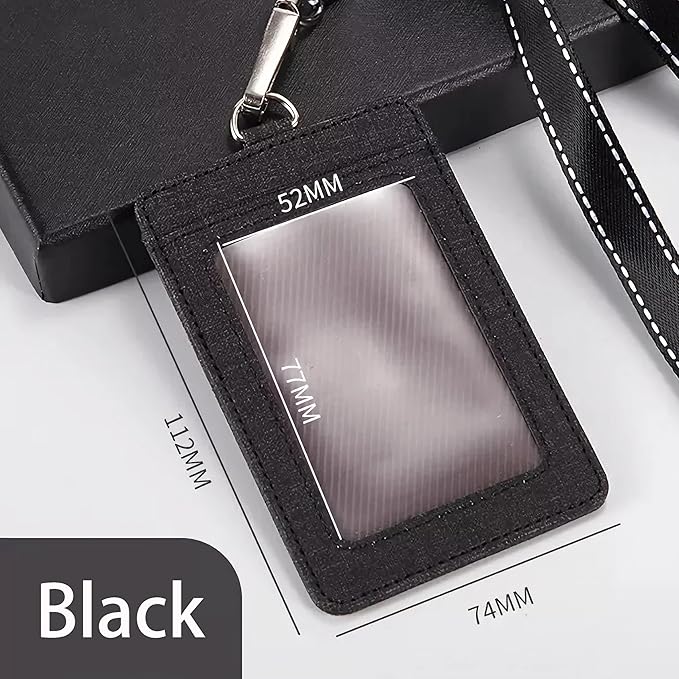 PU Leather ID Badge Holder with Clear Window, Vertical ID Card Holder, Dual Card Slots, 1-Pack Card Holder, 4 Colors