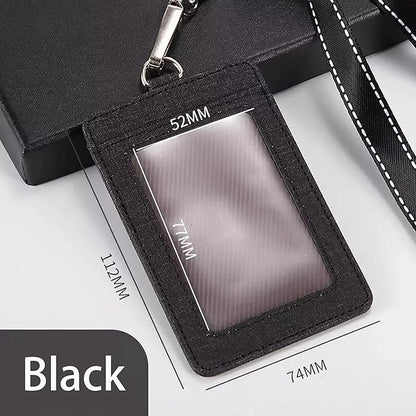 PU Leather ID Badge Holder with Clear Window, Vertical ID Card Holder, Dual Card Slots, 1-Pack Card Holder, 4 Colors