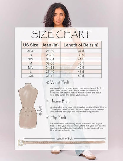 Womens Genuine Leather Belt for Jeans Pants Width 1.57" Western Cowgirl Wide Belts for Ladies with Gift Box