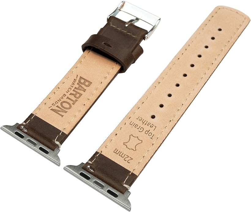 BARTON WATCH BANDS - Top Grain Leather Watch Bands Compatible with Apple Watch Models - 1, 2, 3, 4, 5, 6, 7, 8, 9, 10, SE, Ultra & Ultra 2
