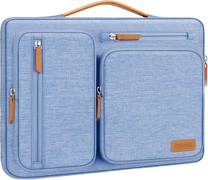 MOSISO 360 Protective Laptop Case 13.3 inch, 13-13.3 inch Laptop Sleeve Compatible with MacBook Air/Pro 13 / Pro 14,HP Dell Acer ASUS,Side Open Carrying Case with 4 Zipper Pockets&Handle, Sky Blue