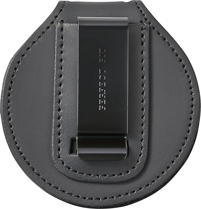 Perfect Fit Shield Wallets County of Los Angeles Sheriff Six-Point Star Belt Clip Badge Holder with Pocket and Chain (Cutout PF622), Black Leather, One Size