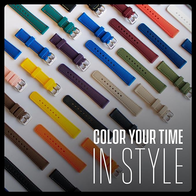 ALPINE Sporty Premium Soft Silicone Adjustable Watch Band - Replacement Rubber Watch Bands for Women & Men - Waterproof Quick Release Watch Straps - Compatible with Regular & Smart Watch Bands