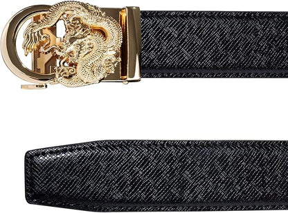 Dubulle Designer Mens Belts, Sliding Automatic Buckle Ratchet Dress Belt TOP Genuine Leather Strap Gifts