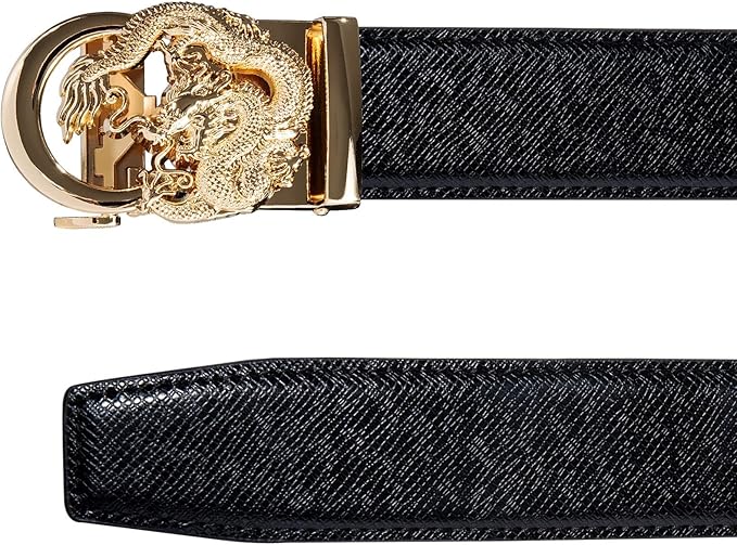 Dubulle Designer Mens Belts, Sliding Automatic Buckle Ratchet Dress Belt TOP Genuine Leather Strap Gifts