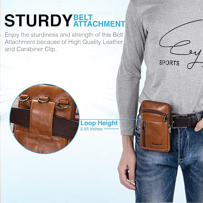 Hengwin Genuine Leather Crossbody Bag for Men/Women, Small Messenger Bag Cell Phone Purse Shoulder Holster Passport Pouch