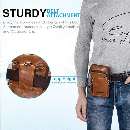Hengwin Genuine Leather Crossbody Bag for Men/Women, Small Messenger Bag Cell Phone Purse Shoulder Holster Passport Pouch