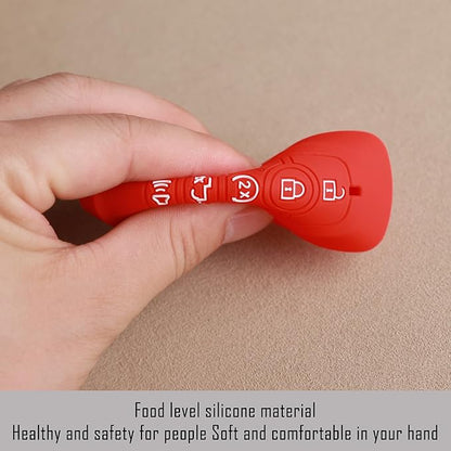 TANDRIVE Key Fob Cover for 2026 2025-2017 Ford F150 F250 F350 F450 F550 F650 F750, 5 Button, Silicone, 2-Pack, Black and Red