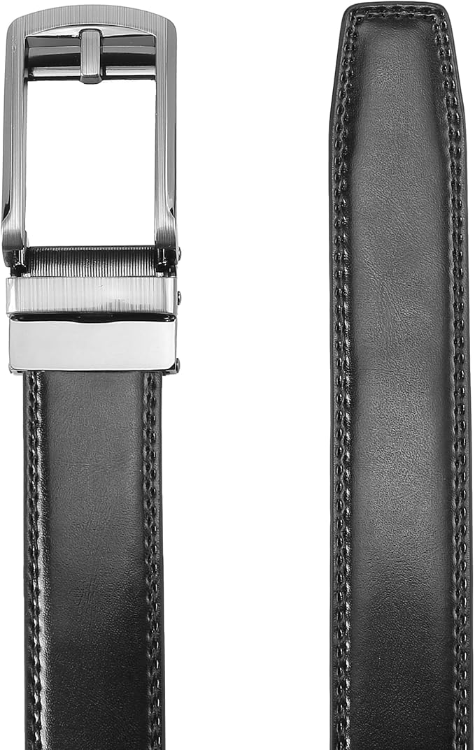 Men's Belt, Leather Ratchet Belt For Men's Dress 3.0cm,1 1/8" Size Adjusted Automatic Buckle